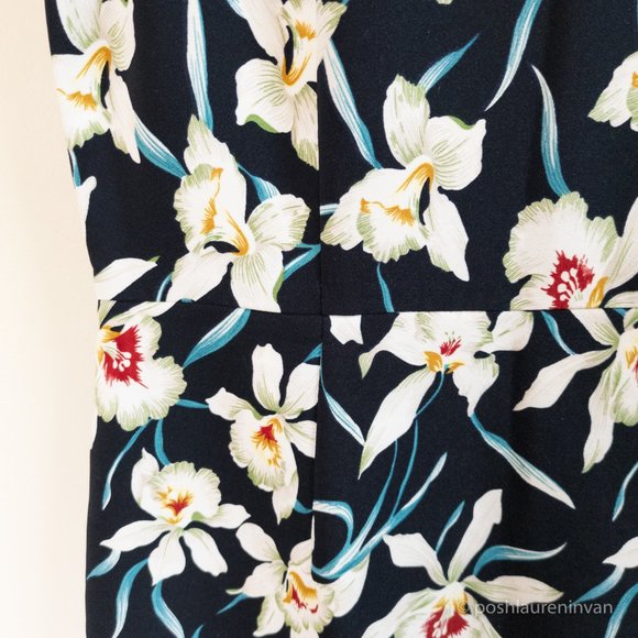 Black Shift Dress with Tropical Print – Women's Resort Wear - Size 6 - Picture 9 of 15